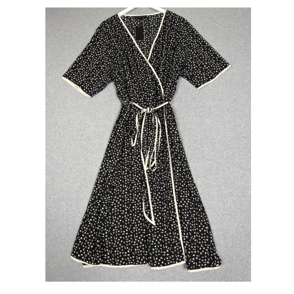 NWT Fox + Royal Black White Pebble Print Wrap Dress Plus Size 3X Short Sleeve